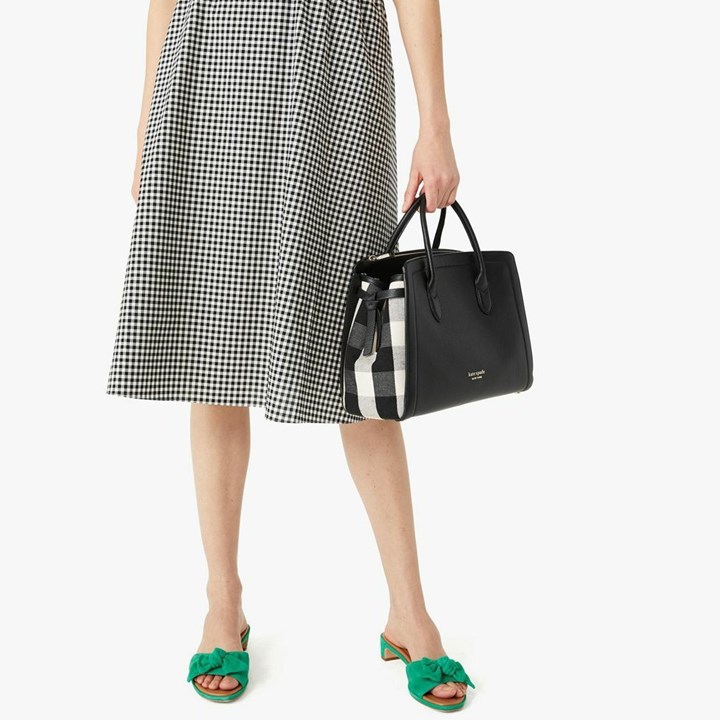 Bolso Satchel Kate Spade Knott Gingham Large Mujer Negras Multicolor | YICWF8539