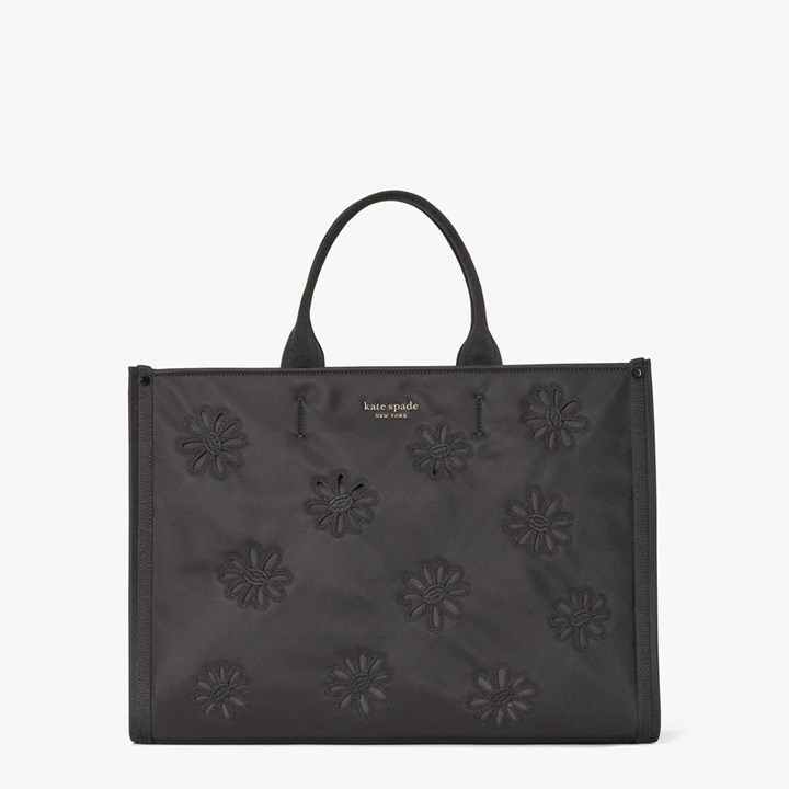 Bolso Tote Kate Spade The Little Better Sam Embroidered Nylon Large Mujer Negras | EFPIM9460